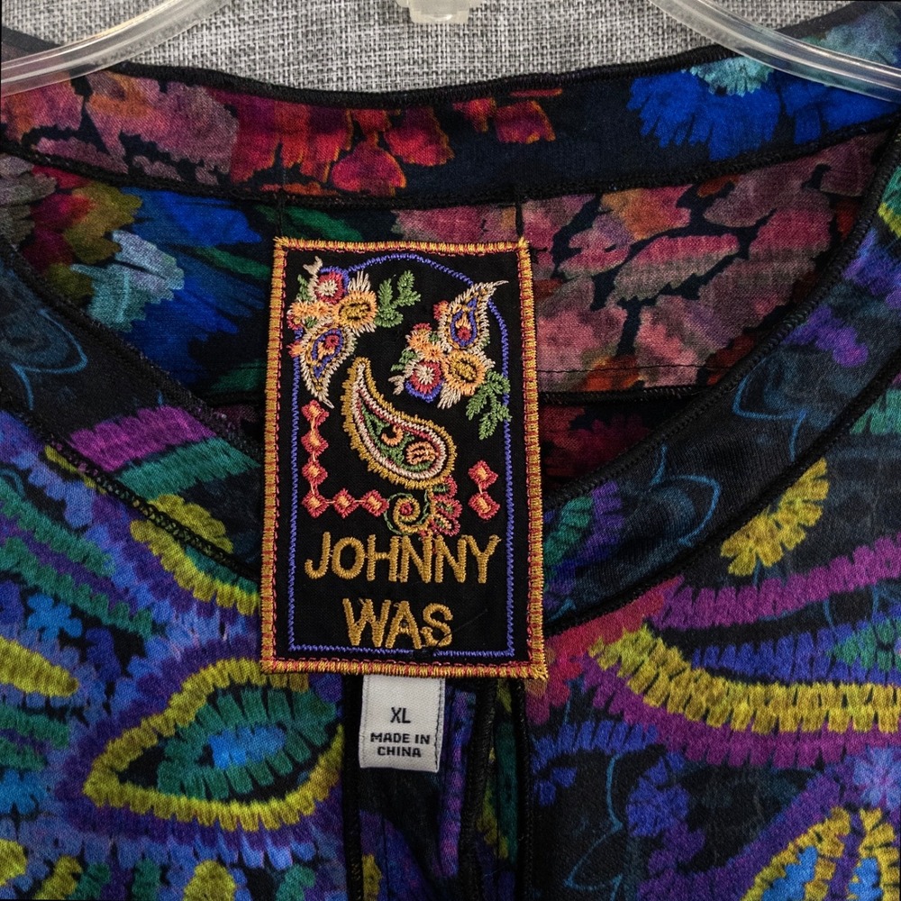 Johnny Was Reversible Flow Shrug Women XL Paisley Floral Boho Blouse - Picture 7 of 11